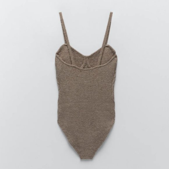 ZARA WOOL LIMITED EDITION BODYSUIT WITH SPACHETTI STRAPS - Picture 9 of 10